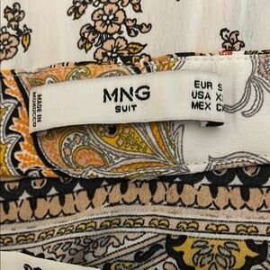 Mango Orange Black Midi Skirt Resort Wear